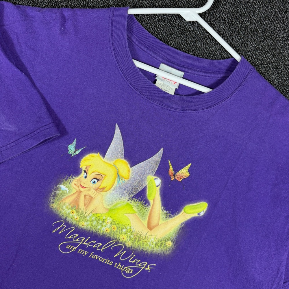 Disney Store Tinker Bell Graphic T-Shirt Women's XL Purple Magical Wings